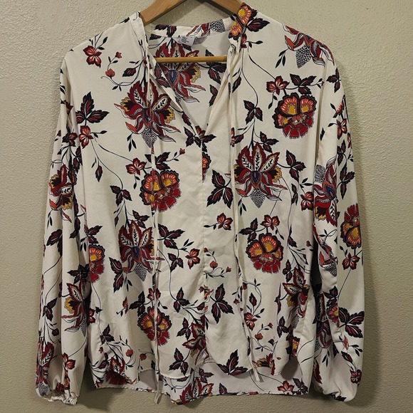 HM Leathercraft Tops - H & M Whimsy Floral Tie Front Blouse Boho Western Women's Size 6 ‎ - Generous